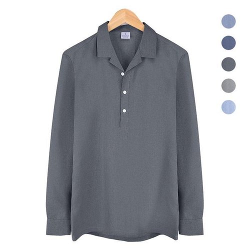 셀러허브 1 [XB05L4N3]오픈 카라 반탁 보카시 다크그레이셔츠 NWM005