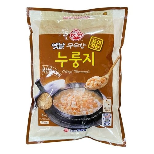 오뚜기 오뚜기 옛날 구수한 끓여 먹는 누룽지 (국산) 3kg 4개22748015643565