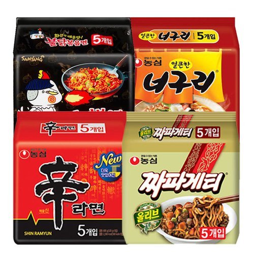 농심 봉지라면 혼합 20봉(신라면5봉+짜파게티5봉+너구리5봉+불닭볶음면5봉)