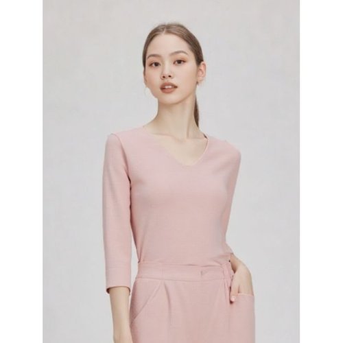 ENC 라이트핑크 7부 브이넥 니트 ENKT31204C_P354783311