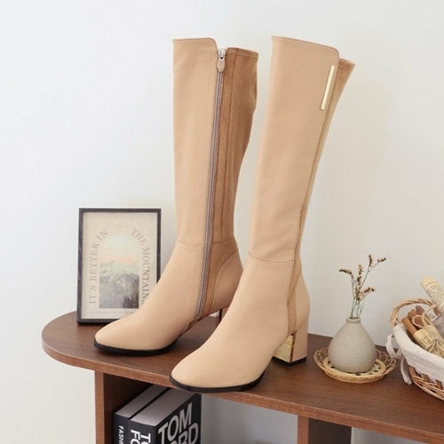 H스타일 [H스타일]H스타일(YS)Vg3656세스띠금장스판콤비부츠 여성 겨울 롱부츠 붓츠 방한슈즈 보온