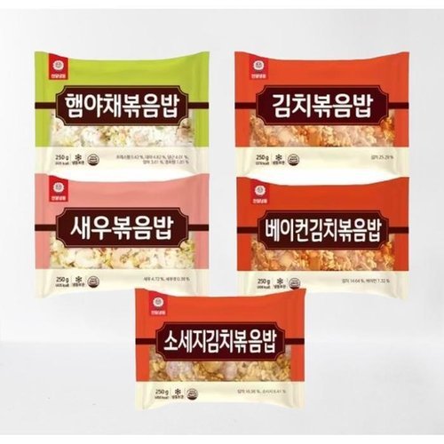 셀러허브 식품 천일식품 볶음밥 250g x 10개 (햄야채2봉+김치2봉+새우2봉+소세지김치2봉+베이컨김치2봉)