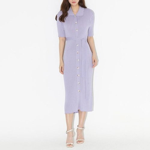 [셀러허브 패션][JHL0Q977_51IB]반팔원피스 골지 슬림핏 롱원피스 봄옷