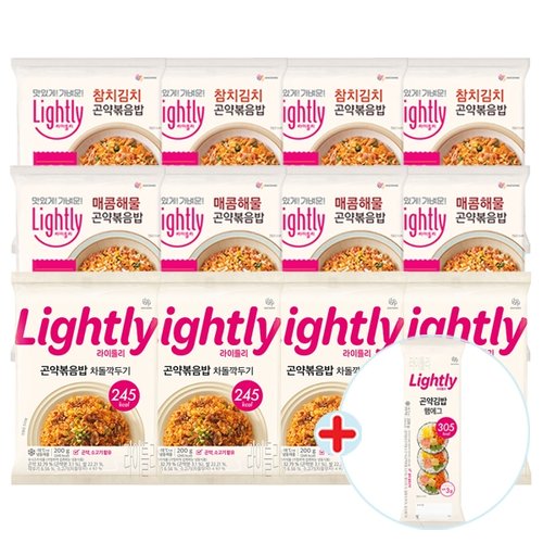 라이틀리 곤약볶음밥 200g 12개(매콤해물4+차돌깍두기4+참치김치4) + 곤약김밥 220g