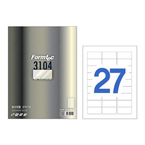 VY협력업체 브이와이 [VCMLL73Q]폼텍 지류 바코드용 광택라벨27칸100매 LB-3104