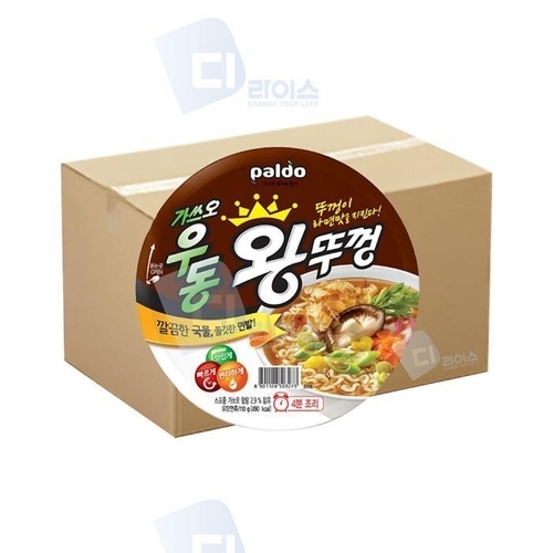 셀러허브 식품 팔도 우동 왕뚜껑 18개 대용량 간편식 해장라면 캠핑 사무실 간식용 비상식량 한끼 박스 야식 출출할때