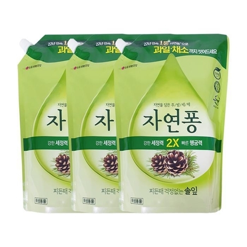 셀러허브 생활리빙 자연퐁 찌든때 걱정없는 솔잎 주방세제 리필 1.4L x3 (49042780)