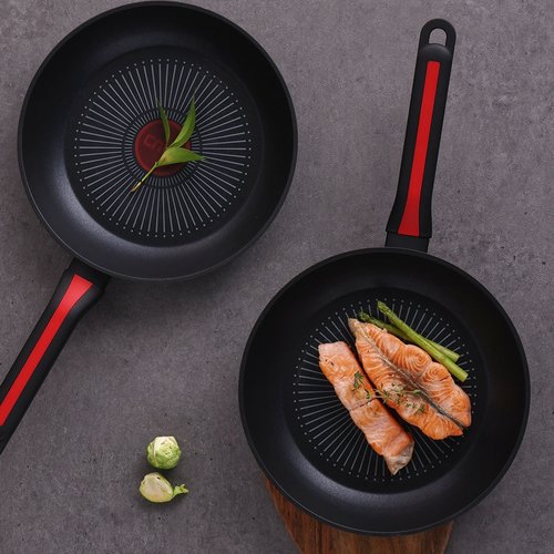밀양본차이나 [쿠안] 인덕션 레이디블랙 논스틱 코팅 센서 2종 세트(24cm프라이팬+28cm프라이팬)