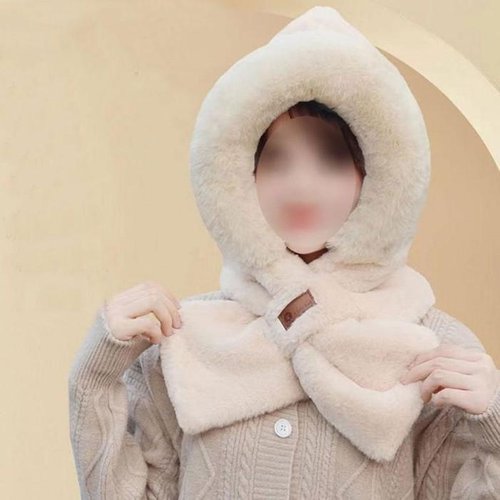 셀러허브 패션 [라일리여성의류] Rly 겨울 여성 밍크털 방한 일체형 머플러 모자 패딩