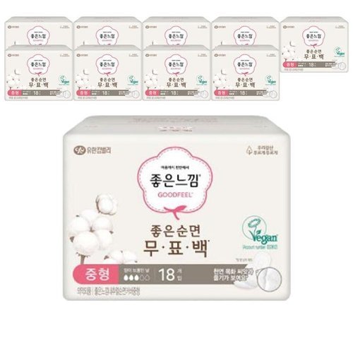 셀러허브 식품 [좋은느낌] 좋은느낌 좋은순면 무표백 생리대 중형 18Px10팩