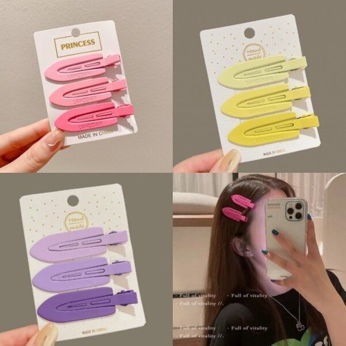 패션플러스 MNO [보리별] 톤온톤 집게핀 3p 1세트 백스테이지 미니 앞머리 옆머리 고정핀 메이크업핀