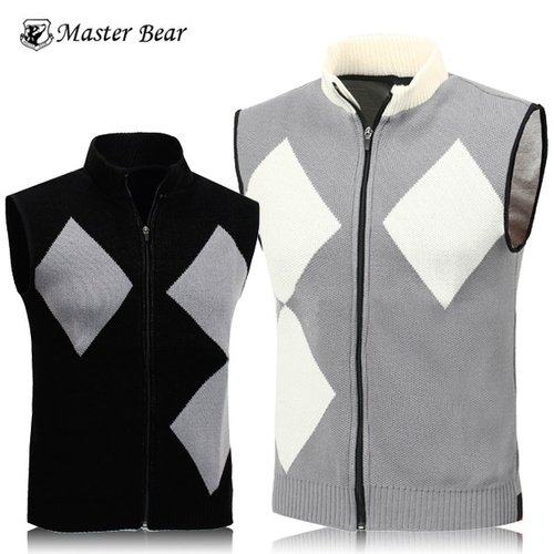 [패션플러스][제로골프] [MASTER BEAR] 마스터베어 다이아 패턴 풀집업 니트조끼 Model NoM2-0B018