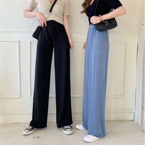 기타 썸머 아이스 쿨 여자 와이드 일자 밴딩 팬츠 통 바지 (KYR-WC806EB)