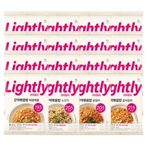 라이틀리 곤약볶음밥 200g 매콤해물 4개 + 참치김치 4개 + 닭갈비 4개 + 소고기 4개