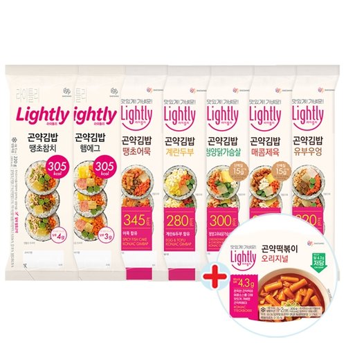 라이틀리 곤약김밥 220g 8개 + 곤약떡볶이 300g/햄에그/제육/계란두부 외 선택