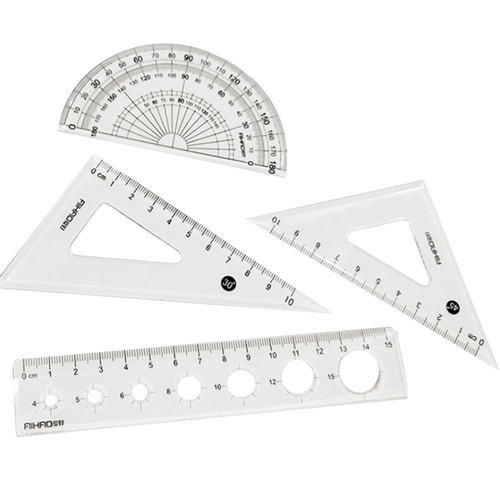 기타 그림자 모양자 삼각자 각도기 제도자 4종 세트 DD-10769
