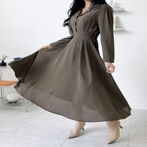 기타 핀턱롱원피스 여성브이넥 KTT Z007 로맨틱 (KYR-WFH14HE)