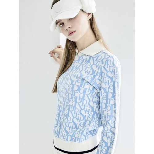 슈페리어 여성 로고 패턴 스웨터 블루 IW0DRD40343_P350075995