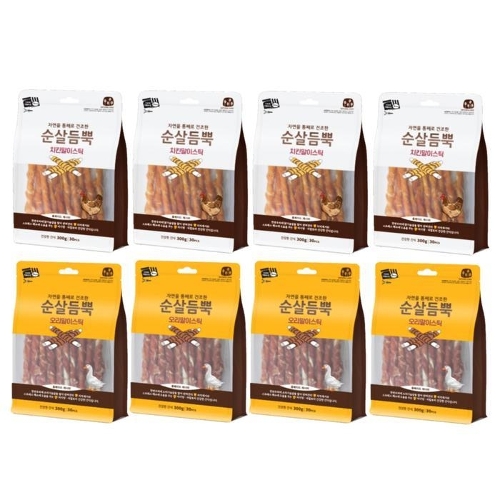 셀러허브 생활리빙 건강한 간식 순살듬뿍 300g (치킨말이 4개 + 오리말이 4개 ) (합 8개)