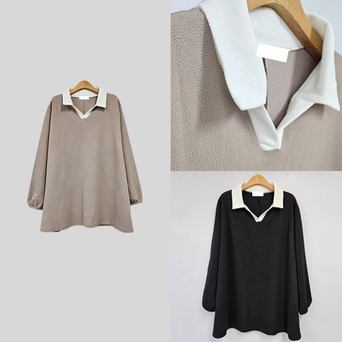 아이우먼 위쉬몰 ZY 패널배색오픈카라훌티T801H503 빅사이즈_P388639520