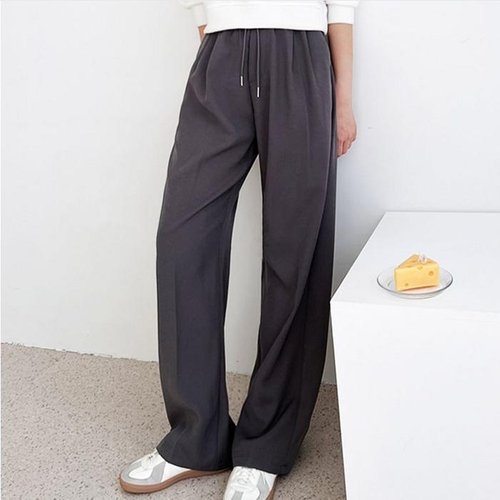 셀러허브 패션 [JHP6Q02U_51]여자 바지 긴바지 세미 밴딩 핀턱 슬랙스