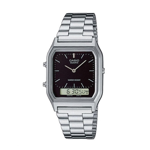 카시오 AQ-230A-1D 공용 스퀘어 메탈 손목 시계