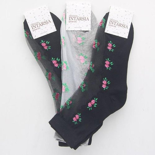 셀러허브 1 [HYD41366_51IK]여자 레이스 시스루양말(중목) 3켤레