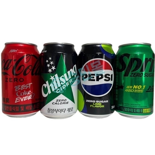 패션플러스 [코카콜라] 뚱캔 제로 코카콜라 칠성사이다 펩시 스프라이트 355ml x 각 5개씩 총 20캔 (40901622)