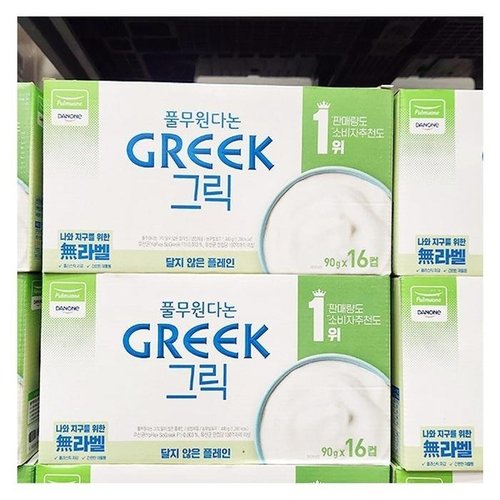 셀러허브 식품 풀무원다논 그릭 달지않은 플레인 90g X 16개입 코스트코