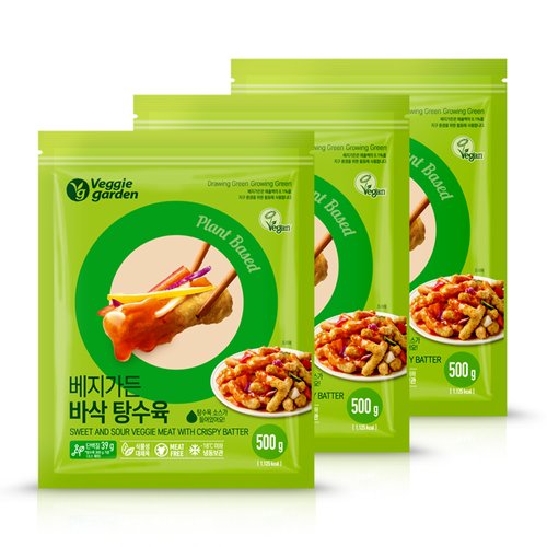 기타 베지가든 간편요리 바삭 탕수육 500g 3개 / 채식 비건 식물성고기 대체육