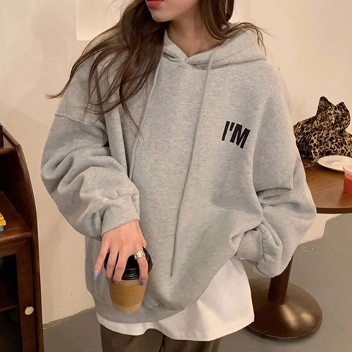 셀러허브 패션 [OFJ70645]기모 후드 맨투맨 루즈핏 영어 캐주얼 여자 (11930830)