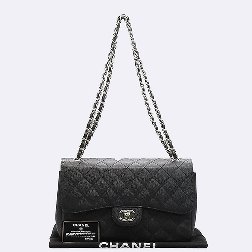 샤넬 고이비토 중고명품 Chanel(샤넬) A58600Y01864 캐비어스킨 클래식 점보 사이즈 은장 체인 숄더백