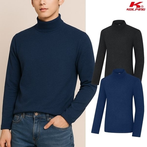 콜핑 남성 겨울 부드러운 보온 등산 긴팔 터틀넥 티셔츠 KSC458FT1M_P405076218