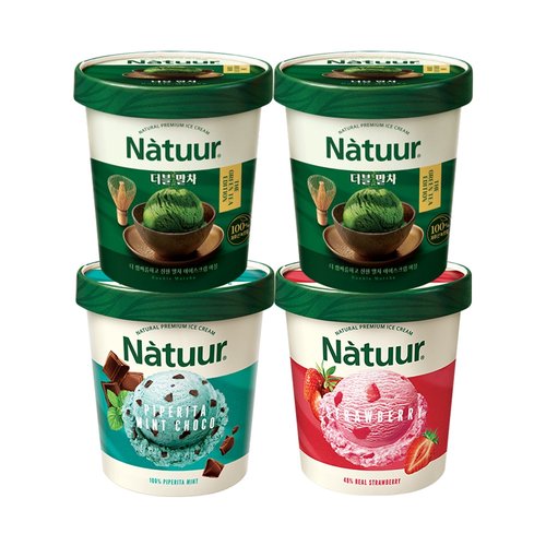 롯데제과(주) 롯데웰푸드 나뚜루 파인트 더블말차x2+민트초코x1+스트로베리x1