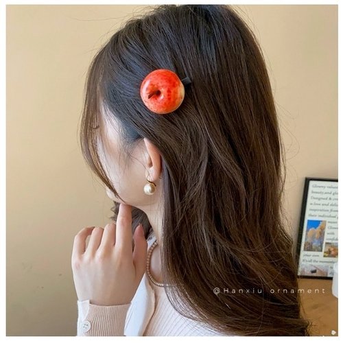 중국OEM 피오리 과일 사과 애플 집게 특이한 야채 헤어 머리핀 반려rus 인싸템 우정템 체육대회 단체 사진 소품 이벤트
