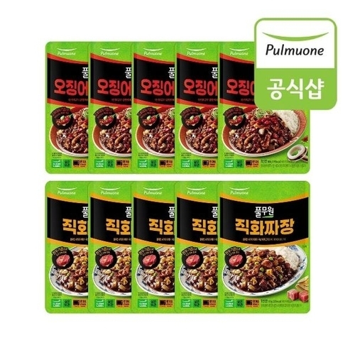 풀무원 직화짜장 덮밥소스 5개+오징어맛불짜장 덮밥소스 5개총 10개_P405545906