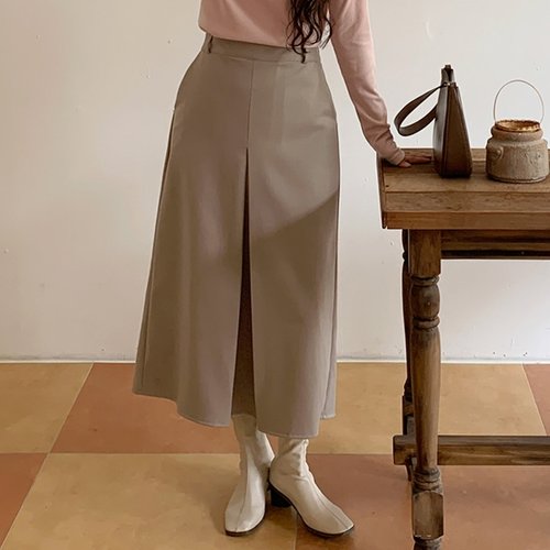 [린다샵][린다샵] 비닉스 뒷 밴딩 원 핀턱 롱 스커트