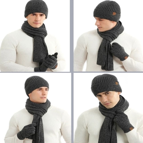 기타 남자목도리 남성 깔끔한 니트 머플러 장갑 비니 깔맞춤 세트