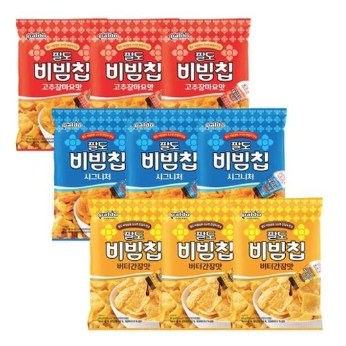 셀러허브 식품 팔도 비빔칩 고추장마요 80g +시그니처 80g+버터간장 80g (각각3개)