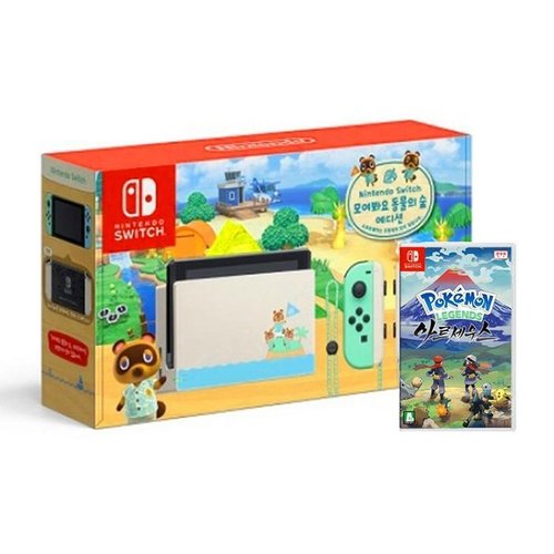 셀러허브 가전 닌텐도 스위치 모여봐요 동물의 숲 에디션 본체 +포켓몬 레전드 아르세우스 [게임칩] 세트 국내정품 Ss