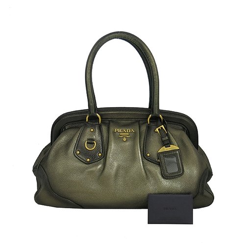 프라다 고이비토 중고명품  BR3508 골드 브론즈 레더 금장 로고 토트백 [명동점]