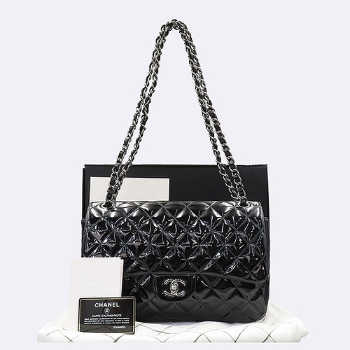 샤넬 고이비토 중고명품 Chanel(샤넬) A58600 블랙 컬러 페이던트 레더 클래식 점보 L사이즈 체인 숄더백