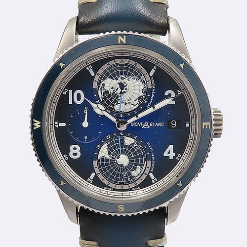 몽블랑 고이비토 중고명품 Montblanc(몽블랑) 125565 1858 지오스피어 블루 에디션 42MM 가죽밴드 남성시계