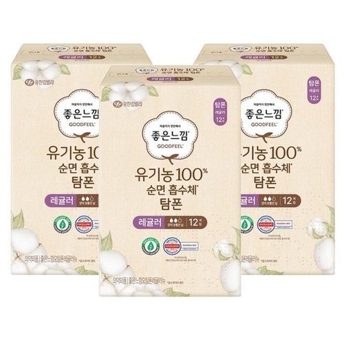 좋은느낌 좋은느낌] 좋은느낌 유기농100 순면흡수체 탐폰 체내형생리대 템포 레귤러 12Px3팩 (42929994)