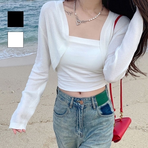 기타 여리여리 러블리 뽐뿌 여성 크롭 볼레로 가디건 (HSJ-WF95785)