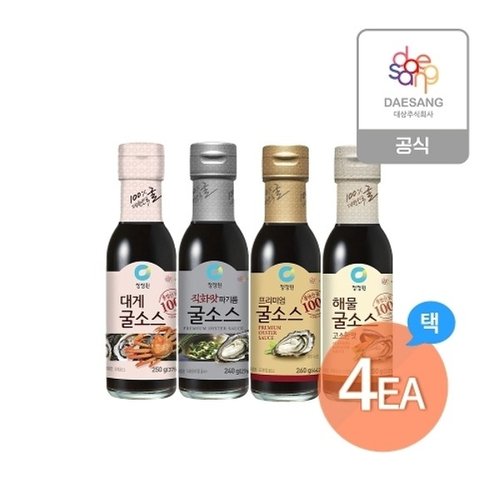 청정원 청정원 소단량 굴소스 4종(프리미엄,해물,파기름,대게) 4개 골라담기22317321634573