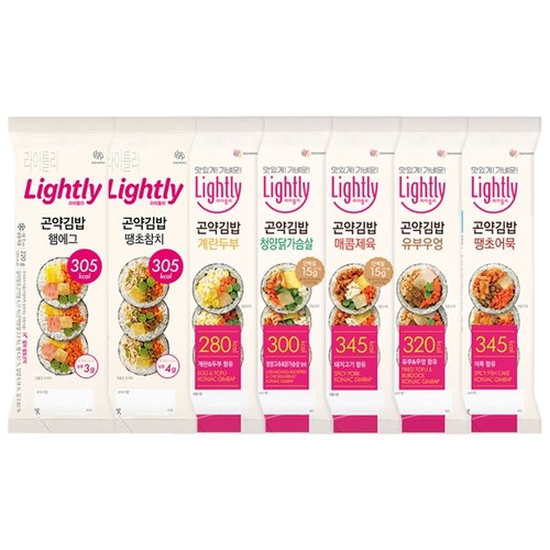라이틀리 곤약김밥 220g 6개/햄에그/땡초참치/계란두부/닭가슴살/제육/유부우엉/어묵 선텍
