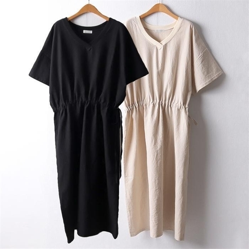 패션플러스 [강물처럼] 위쉬몰 RA 밴딩브이넥쿨마원피스(D938H206) 빅사이즈 (8704254A)