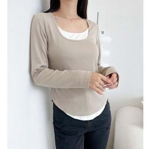 셀러허브 1 TORD HC09 스퀘어넥티셔츠 레이어드배색긴팔티셔츠 BM1C-TS513