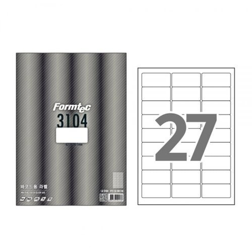 브이와이 [VCM406Q5]바코드용 라벨 LQ-3104 20매 27칸 62.7x30.1mm